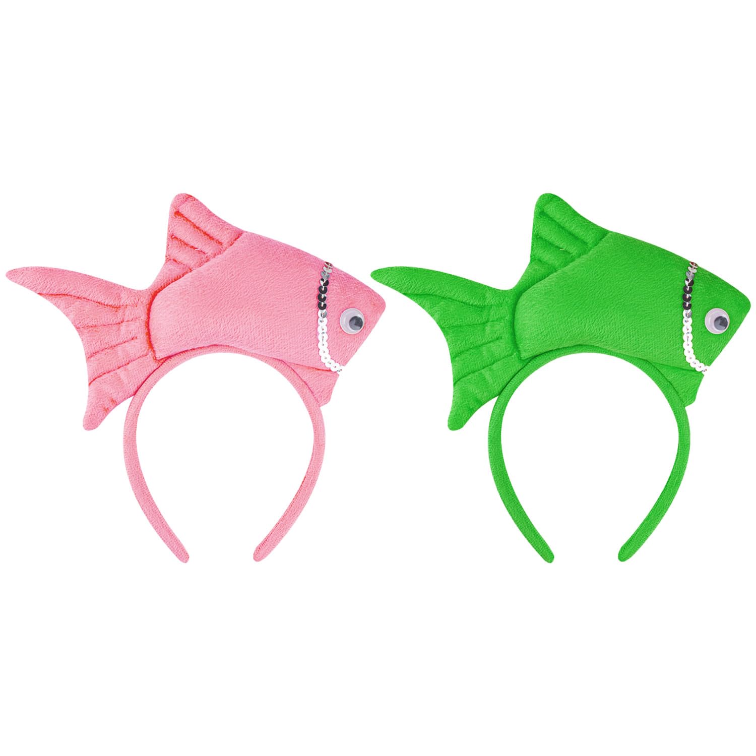 NAUZE 2Pieces Fish Headband Sea Animal Costume Fish Headbands Pink and Green Party Dress Up Props Decor for Creative Holiday Party Supplies