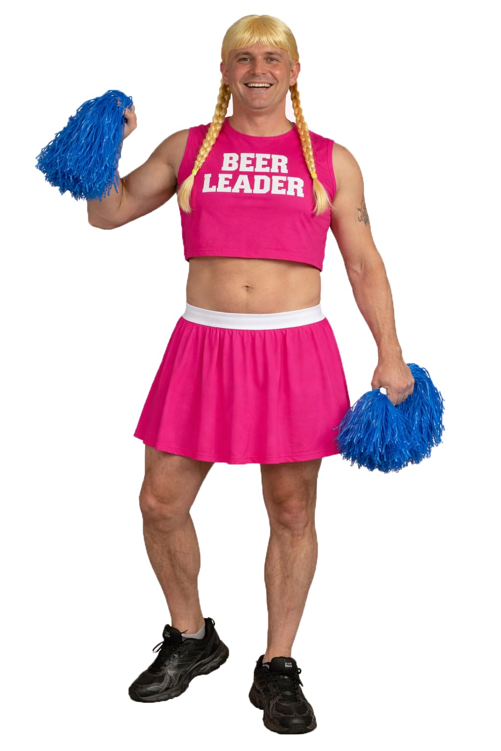 The Dragons Den Mens Funny Cheerleader Beer Leader Stag Party Stag Night Fancy Dress Costume [Pink S-M] — image 1