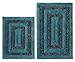 COTTON CRAFT Bath Rug Set, Tweed Race Track Pattern, Cotton, Spa Blue Chocolate (2 Piece)