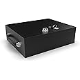 Fire Retardant Strong Box, Dual Combination and Key Lock Security Chest, Fire Resistant Steel Lock Box to Safeguard Vital Documents, Medicine, Money, 0.24 Cubic Feet, 12" x 10" x 3.5" Interior, Black