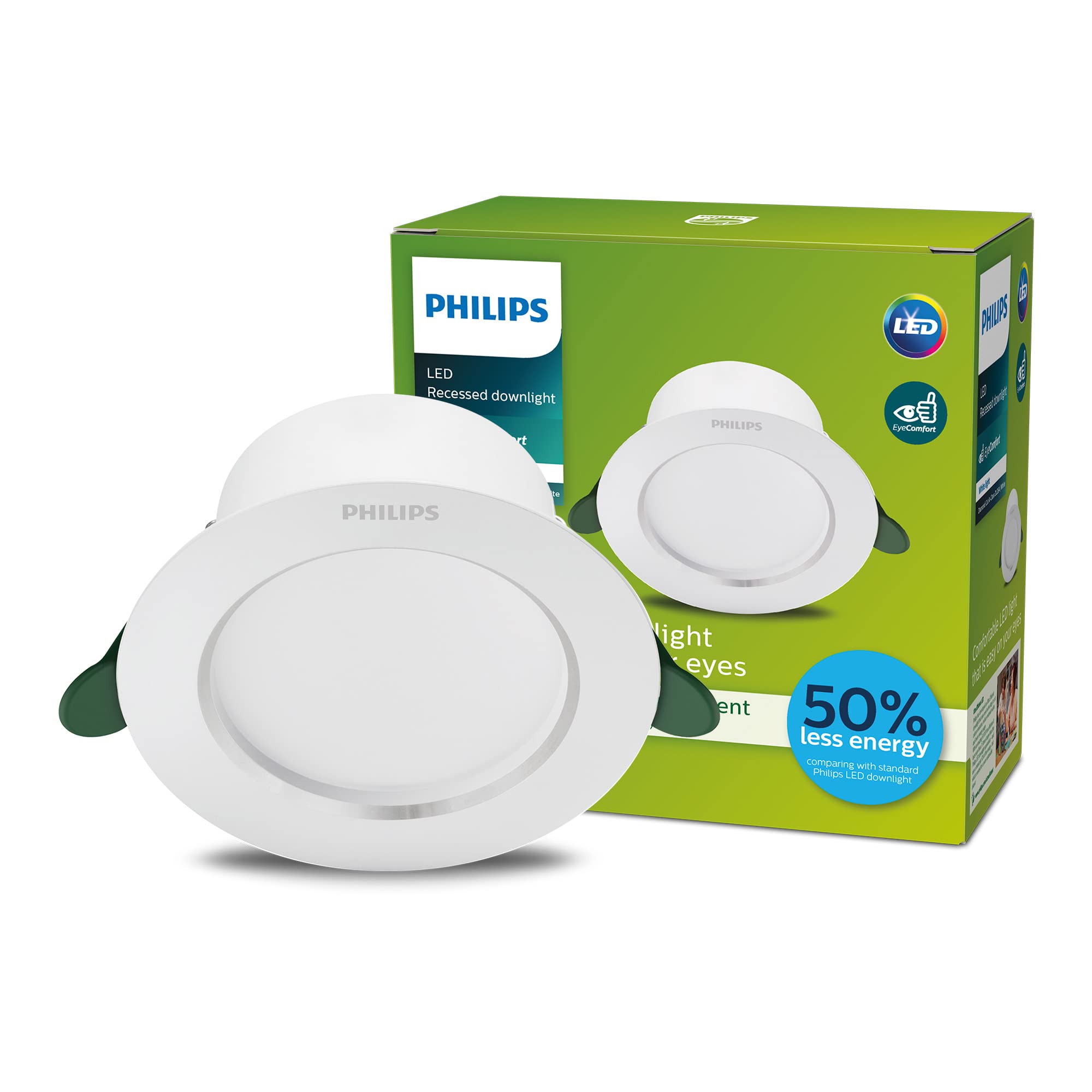 PHILIPS LED Ultra Efficient Round Diamond Cut Spot White Light 3000k 125mm [Ultra-Efficient - White] for Indoor Home Lighting, Living Room, Study, Office