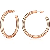 Gacimy Chunky Hoop Earrings for Women 14K Gold Plated, 925 Sterling Silver Post Hoops for Women