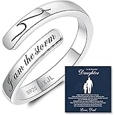 JXJL Silver Adjustable Ring Inspirational Jewelry S925 Sterling Wrap Open Ring for family and dad - (I am the storm)