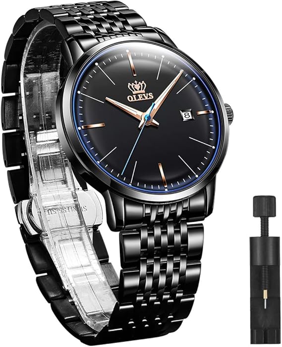 Amazon メンズ 腕時計 ゴールド ダイヤモンド ラグジュアリー 腕時計 ステンレススチール 日付 防水 夜光 クォーツ アナログ メンズ 腕時計 オールブラック メンズ腕時計 腕時計 通販