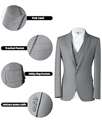 Mens Gray Suits 3 Piece Suit Set Slim Fit Suits for