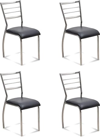 Saakshi Enterprises Classy Stainless Steel Chair - Set of 4 Pcs (Black)