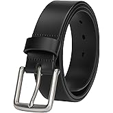 wolksprong Mens Heavy Duty Full Grain Leather Belt - 1 1/2 Italian Genuine Leather with Sturdy Buckle for Jeans Casual Pants