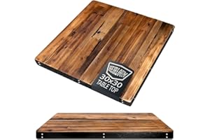 HEIRLOUM Reclaimed Wood Table Top - Rustic Recycled Wooden Piece Perfect for Signs, Kitchens, Dining and Coffee Table Tops (Reclaimed Wood Table Top with Metal Edge, 30" x 30")