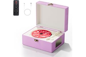 Yintiny Rechargeable Leather CD Player with Speakers; Bluetooth Transmitter; Festival Gift; BGM Player for Home Décor (Purple)