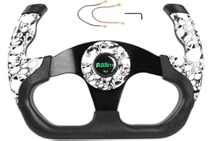 RASTP Universal Racing Steering Wheel, 12.8"/325mm Graffiti Pattern Sim Racing Steering Wheel (White)