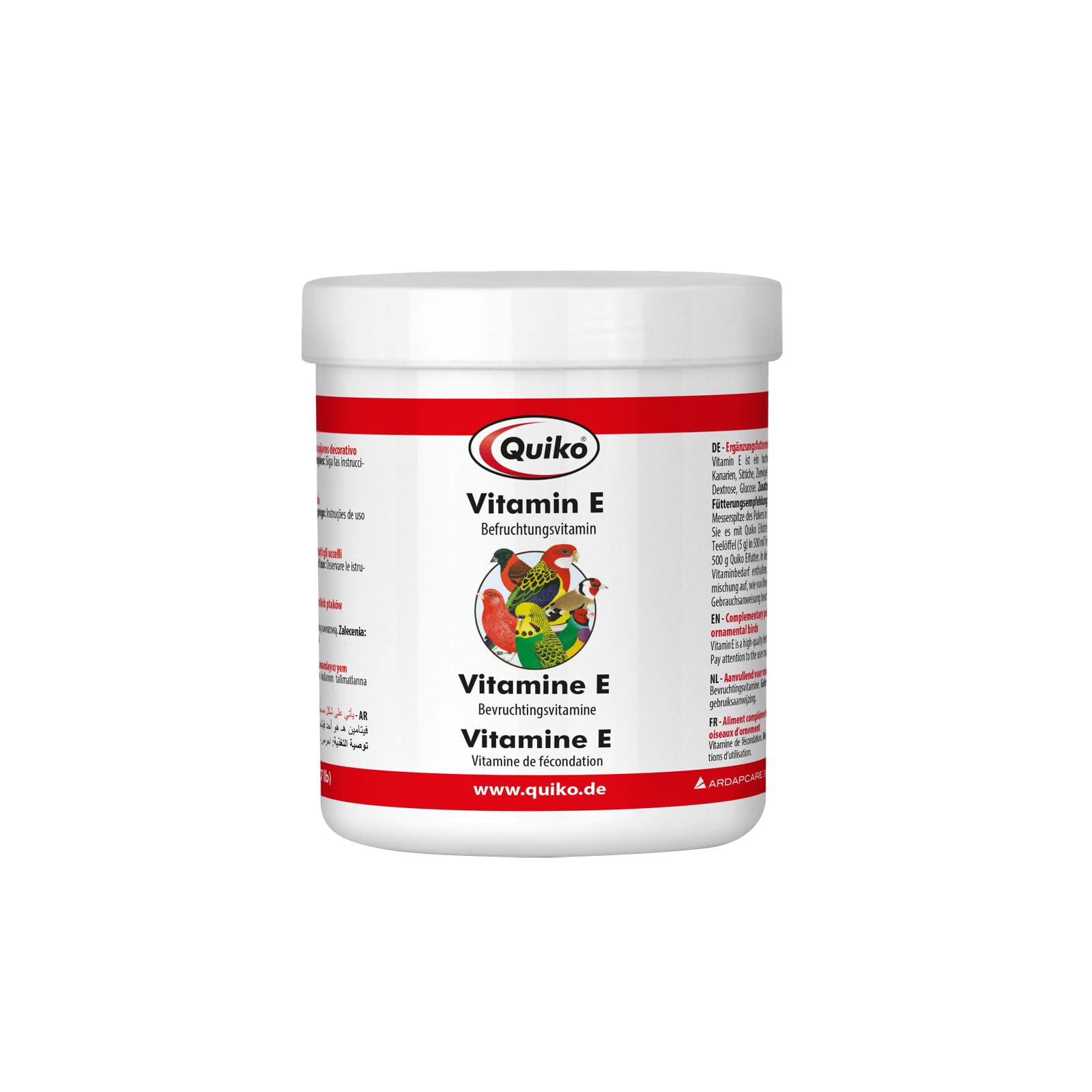Quiko Vitamin E 350 g powder - Fertilisation vitamin for pet birds, racing pigeons & chickens - Supports breeding & promotes excellent breeding results
