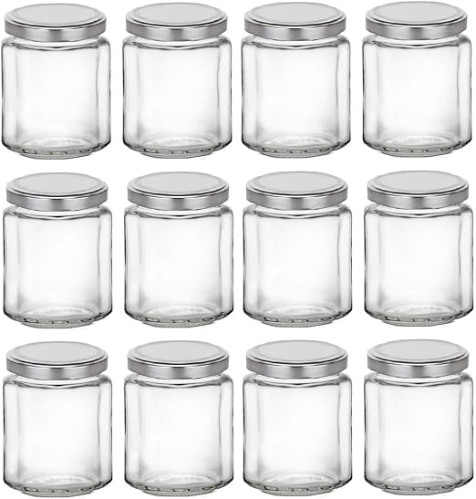 Amazon Com Nakpunar 12 Pcs 6 Oz Beveled Glass Jars With Silver