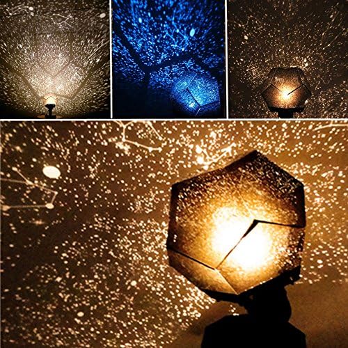 Holrea 1Pc Romantic Astro Starry Sky LED Projector Cosmos Night Light Lamp Gift Battery Operated LED Ceiling Projector Mood Lamp Bedside Desk Lamp for Children Kids Room Random