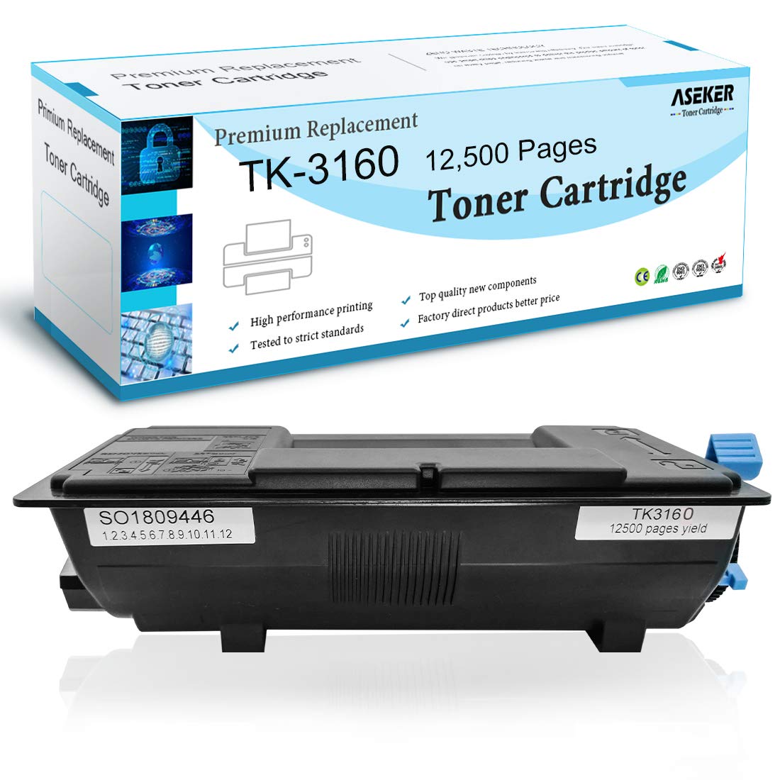 ASEKER Compatible TK-3160 TK3160 Toner Cartridge 12500 Pages for Kyocera P3045dn P3050dn P3055dn P3060dn P3150dn P3155dn P3260dn M3145dn M3645dn M3860idn M3860idnf Printers