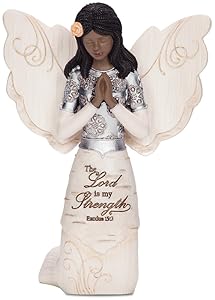 Pavilion Gift Company Elements 82324 Prayer Collectible Figurine, Ebony Kneeling and Praying Angel, 5-1/2-Inch