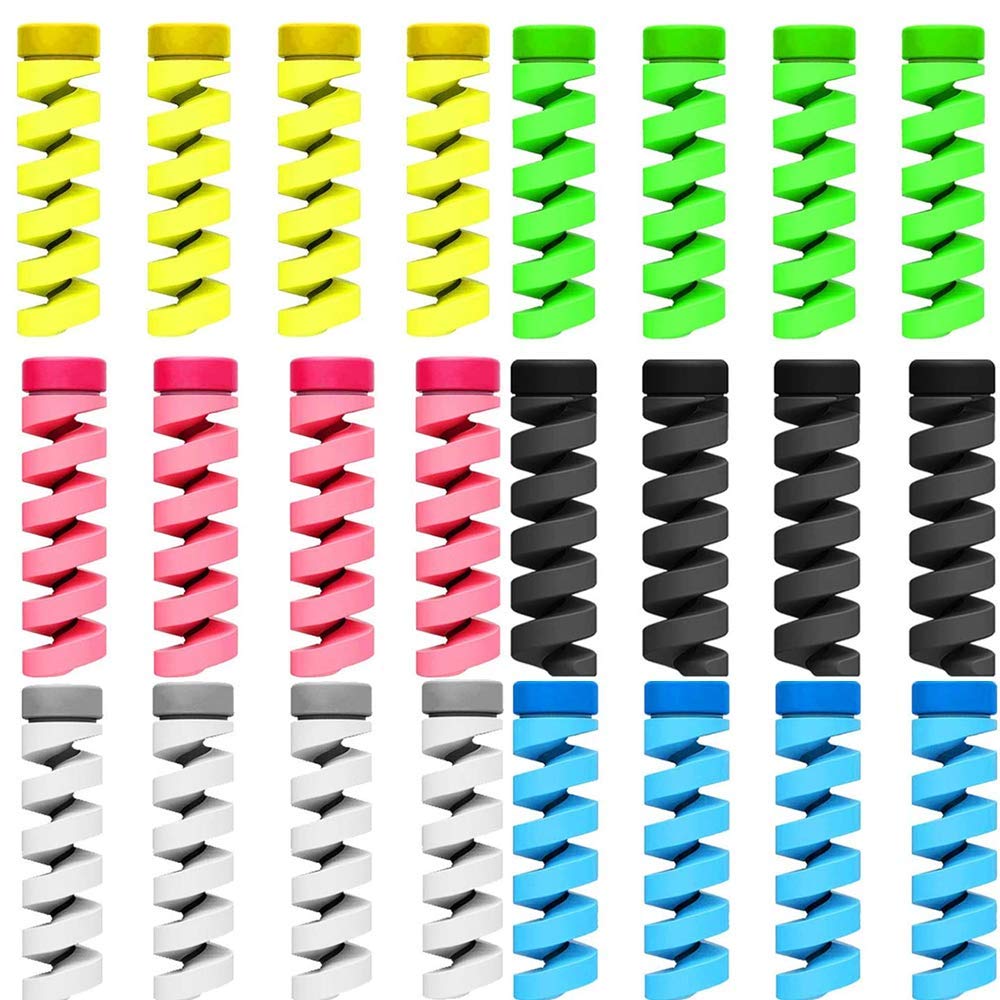 Cable protectors 24 pieces Cable Saver Multicolor Flexible Silicone Charger Protectors for Cellphone Data Lines 6 colors