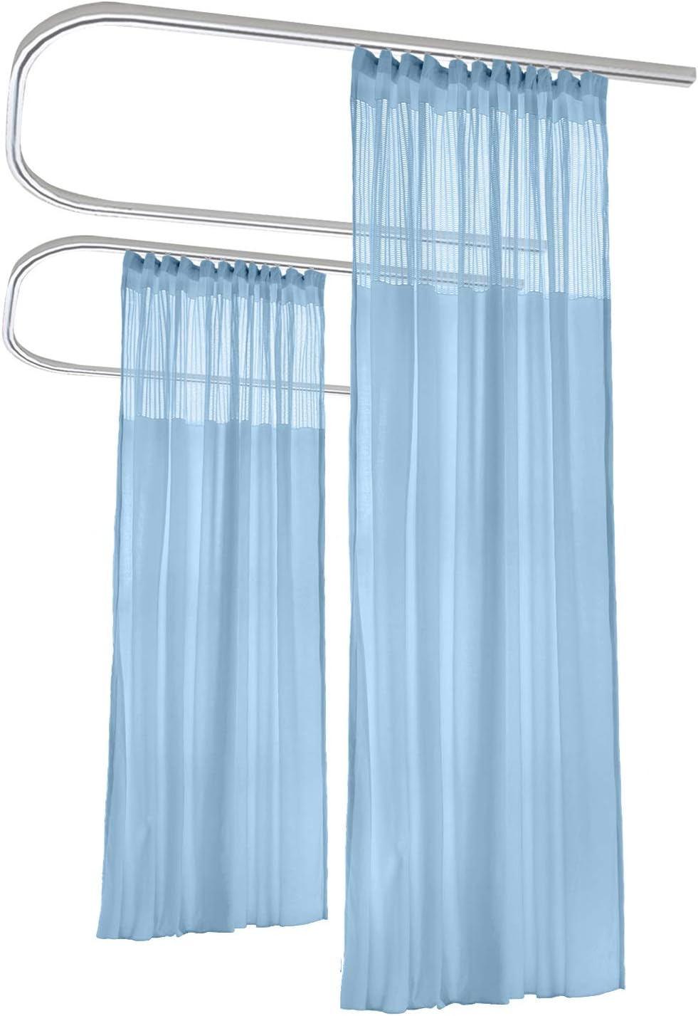 Macochico Blue Room Divider Curtains Privacy Cubicle Curtains with Flat Hook Hanging for SPA Lab Curtain Room Divider,15ft Wide x 8ft Tall(1 Panel)