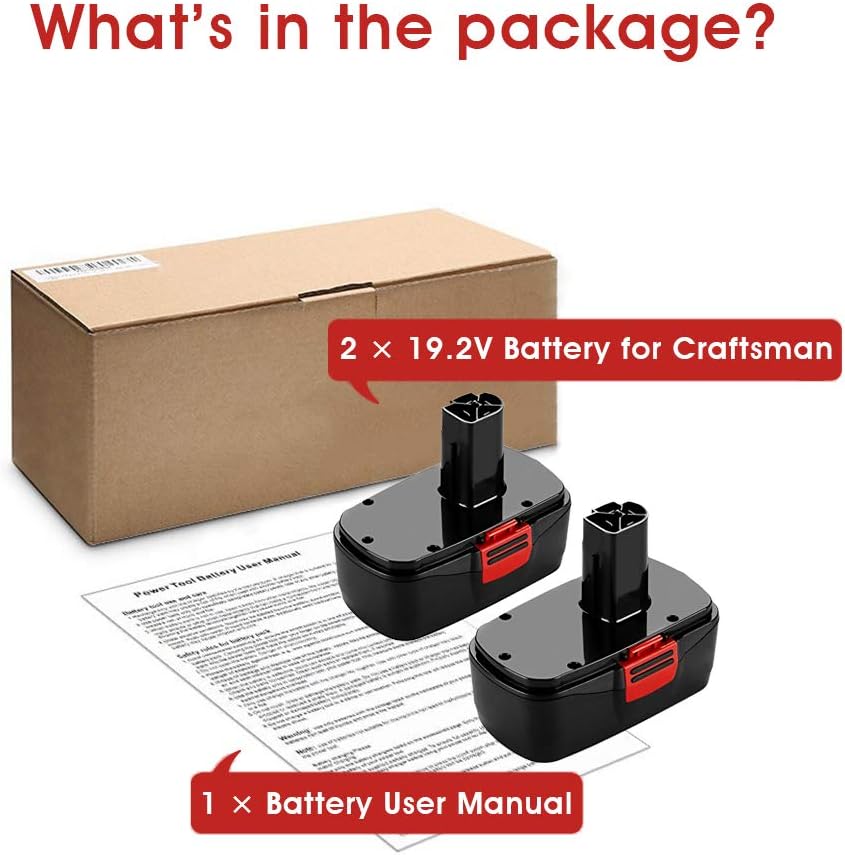 Upgraded 3.6Ah C3 Replacement for Craftsman 19.2 Volt Battery Diehard Ni-Mh, Compatible with Craftsman 19.2V 315.115410 315.11485 130279005 1323903 120235021 11375 11376 Cordless Power Tools 2 Pack - - 
