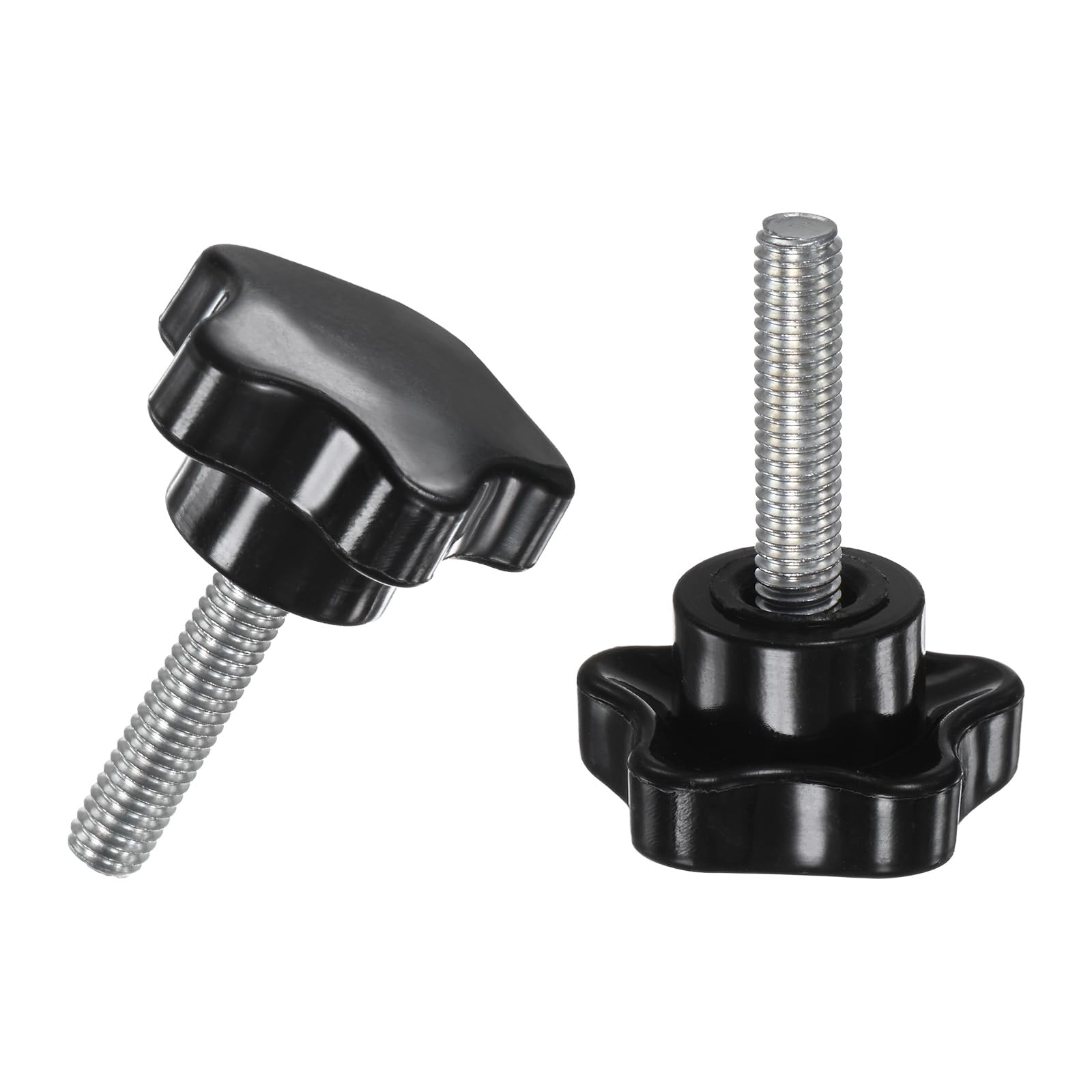 M METERXITY 2-Pack Star Clamping Knobs, M6x25mm Male Thread Hand Tightening Screw for Machinery/Electronic/Furniture/Umbrella Base, Machine Handle Replacement [31mm, Black]