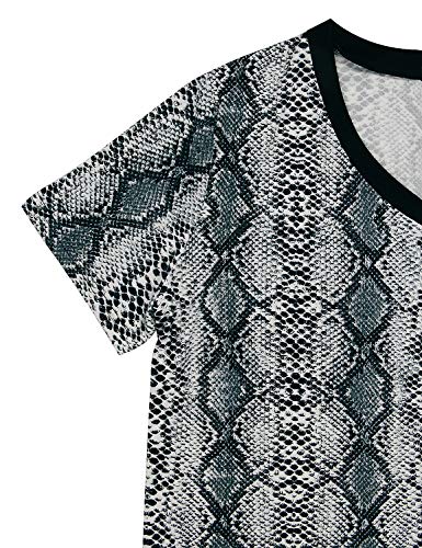 image for BMJL Women's Casual Cute Shirts Leopard Print Tops Basic Short Sleeve 