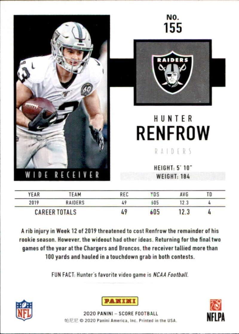 raiders football score on 2020 Score 155 Hunter Renfrow Las Vegas Raiders Football Trading Card Insert Singles Sports Collectibles Brilliantpala Org