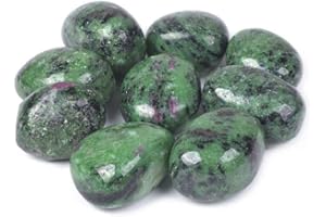 JUSTINSTONES 1/2LB Large Green Ruby Zoisite Tumbled Polished Natural Crystal Healing Pocket Stones Rock Collection