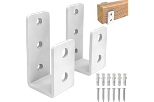KOMOHOM 2x4 Door Barricade Brackets, Grade U-Shaped Security Brackets for Wood, Sheds, Gates & Basement Doors (2x4 Lumber Lock) 3mm White