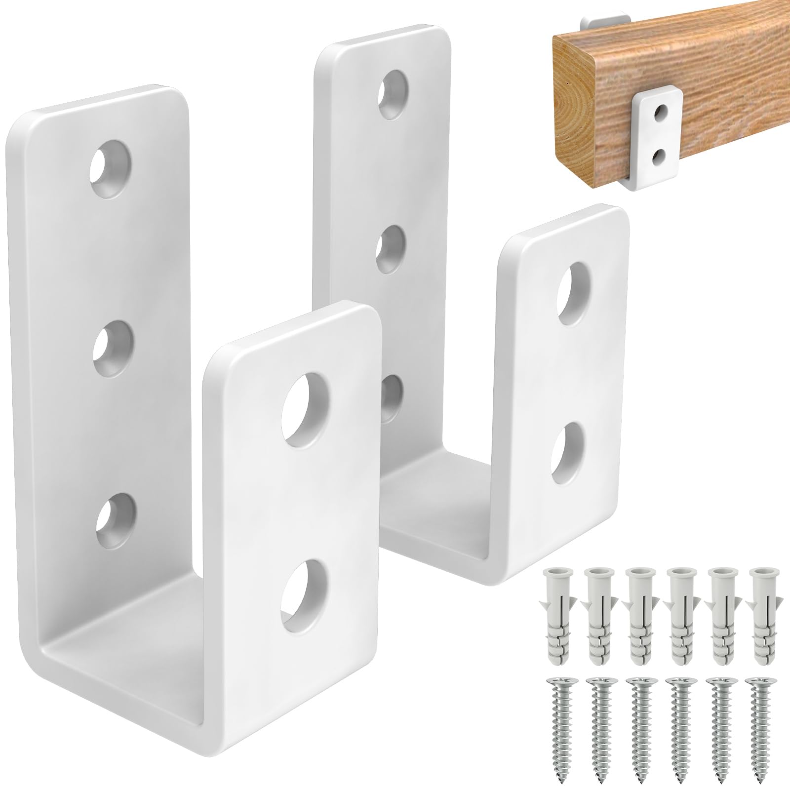 Photo 1 of 2x4 Door Barricade Brackets, Grade U-Shaped Security Brackets for Wood, Sheds, Gates & Basement Doors (2x4 Lumber Lock) 3mm White