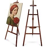 Pine Wood A-Frame Art Easel Stand,Foldable Wooden Easel for Painting,Walnut | Adjustable wooden painting easel hold up to 41"canvas,Wood easel for display home studio outdoor wedding student adult artist