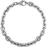 SanThree 7mm Pure Titanium Chain Bracelet for Men Women, Skin Friendly Hip Hop Solid Titanium Angle Chain Bracelets for Graduation Birthday Valentines Anniversary, 7.87 inches