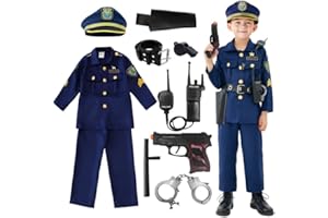 Udekit Police Cosutme for Kids, Police Officer Costume Uniform Set with Accessories for Kids