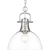Golden Lighting Duncan 1-Light Pendant with Chain in Pewter with Clear Glass