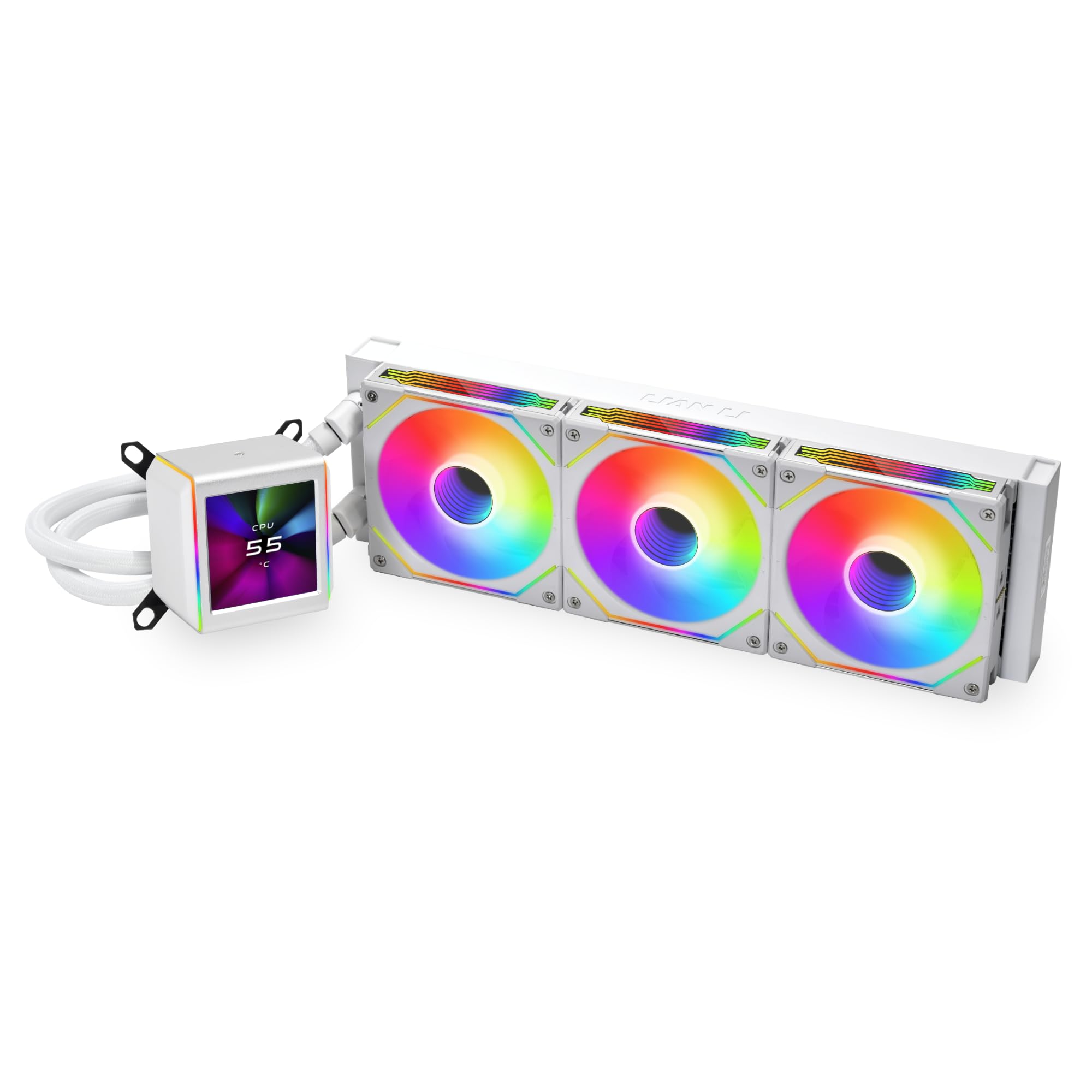 Photo 1 of Lian Li GA II LCD 360MM AIO - Asetek 8th Gen - 2.88” IPS LCD Screen Liquid Cooler - Screen Recording for Videos and Photos - Pre-Installed UNI Fan SL-INF Fans (GA2ALCD36INW)
