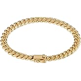 HZMAN 5.5mm Cuban Chain Bracelet for Women - 7.0 Inch Solid Brass Gold Plated Jewelry