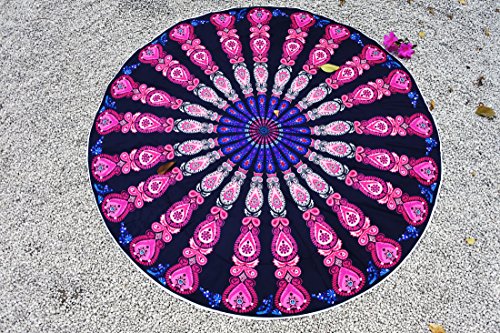 Indian Mandala Round Beach Scarf Tapestry Hippy Boho Gypsy Cotton Tablecloth Beach Towel Round Yoga Mat Women Swimming Sunbath Blanket (7-pic)