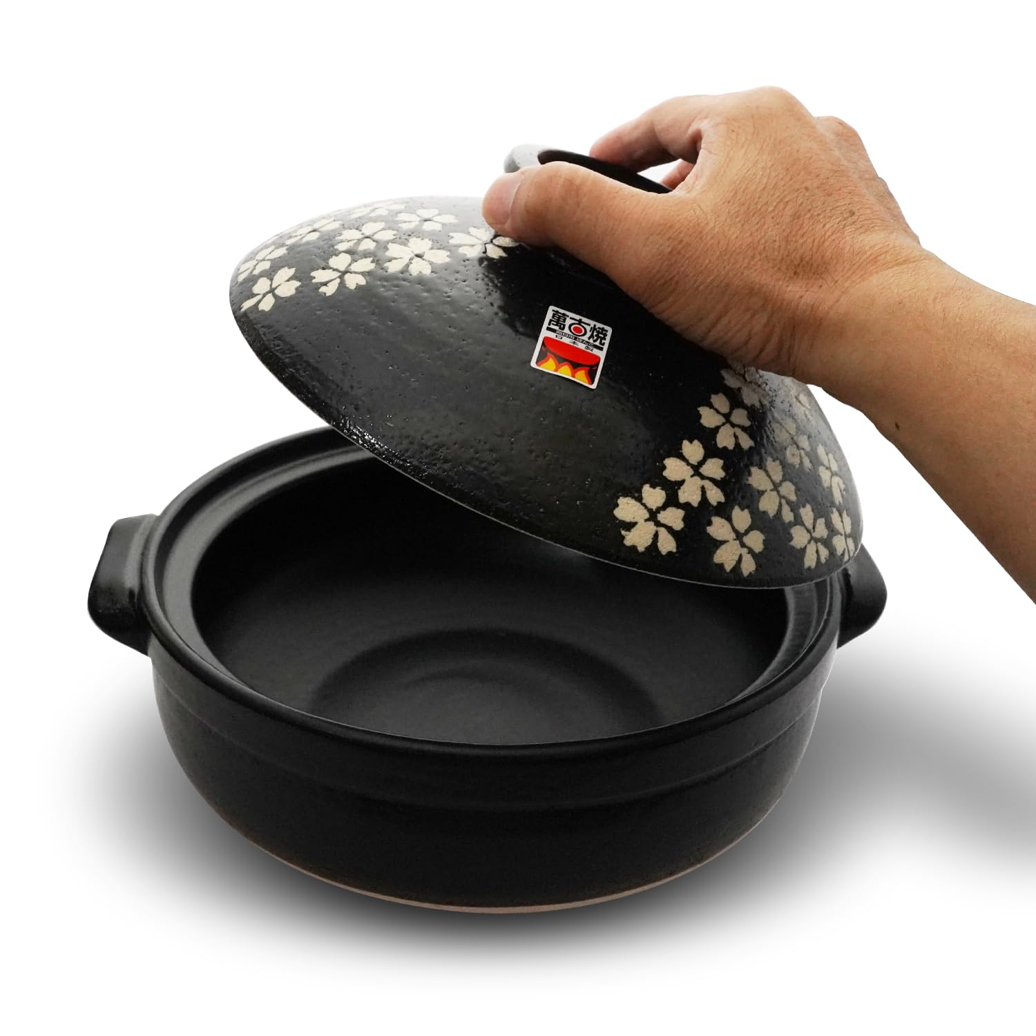 Banko-yaki Donabe Clay Pot - Authentic Japanese Earthenware with Cherry Blossom Design - Ideal for Cold Season Cooking - Made in Japan (Cherry Blossom, 3-5 people)