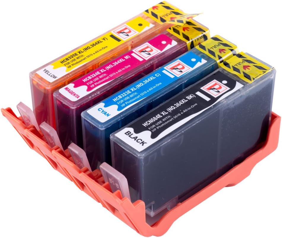 Compatible High Capacity Printer Ink Cartridges Replacement for HP 364 XL, Set of 4 (Black, Cyan, Magenta, Yellow)