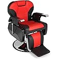 OmySalon All Purpose Hydraulic Barber Chair Heavy Duty, Recline Salon Chair for Hair Stylist Tattoo, Beauty Styling Shampoo Equipment Red & Black
