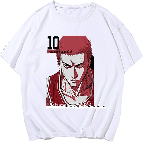 Amazon アニメ Slam Dunk スラムダンク 桜木花道 Tシャツ メンズ レディース 半袖 綿 白 夏 丸襟 ゆったり おしゃれ 通勤 通学 おおきいサイズ プリント ｔシャツ 面白い ホワイト Tシャツ カットソー 通販