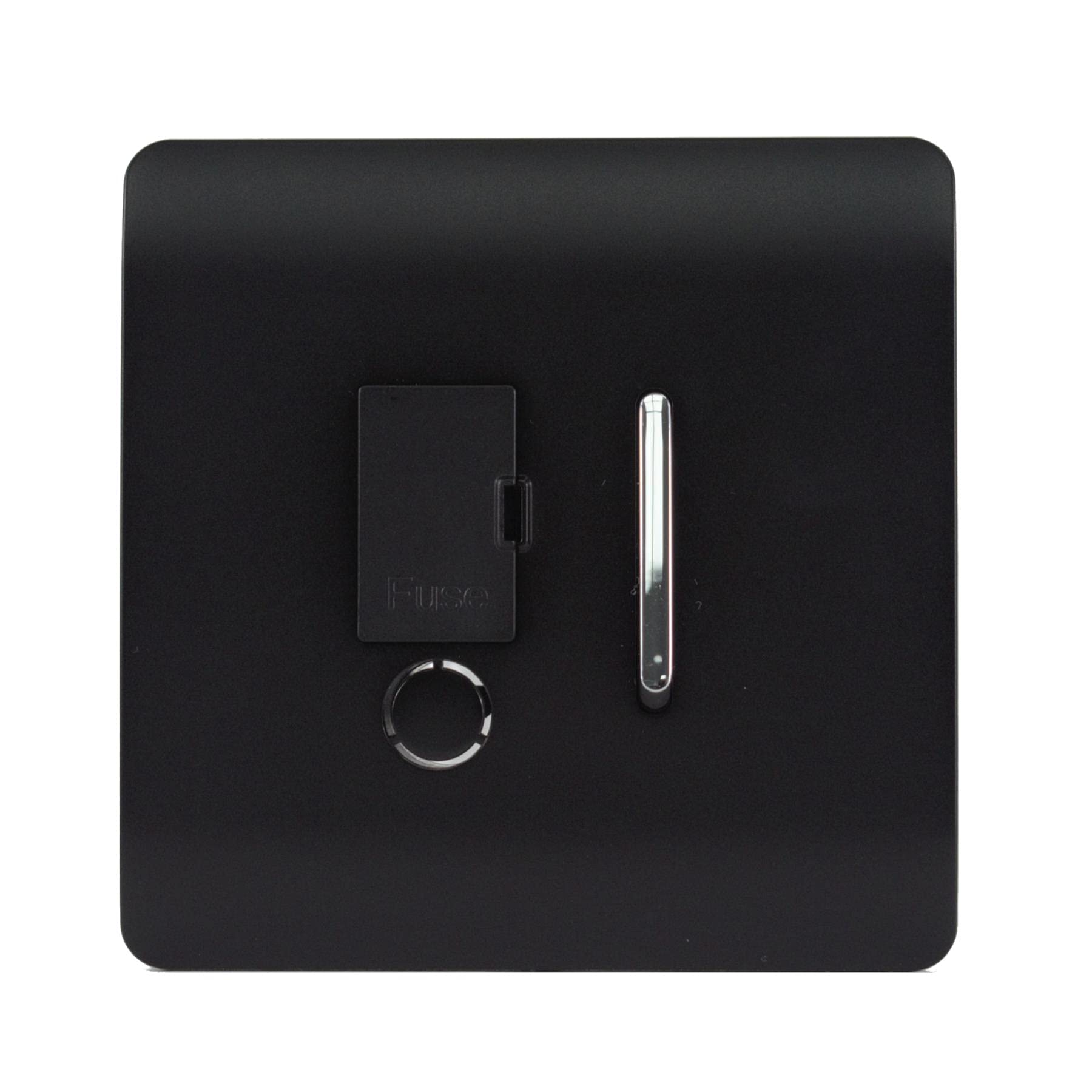 Trendi Switch Screwless Artistic Modern Glossy Tactile 230V Switched 13 A Single Fused Spur Connection Unit w/Flex Outlet Chrome Rocker in Matt Black - ART-FSMBK