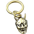 vogueteen Solid Bronze Evil Oni Noh Hannya Mask Cooper Car Keychain Key Ring