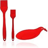 Silicone Basting Pastry & BBQ Brushes with Silicone Plate,Durable,Heat Resistant Kitchen Utensils Dishwasher Safe - Soft and Flexible - Essential Cooking Gadget, Bakeware Tool and Culinary