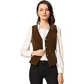 Allegra K Women's Waistcoat Steampunk Velvet Christmas Sleeveless Button Down V-Neck Suit Vests