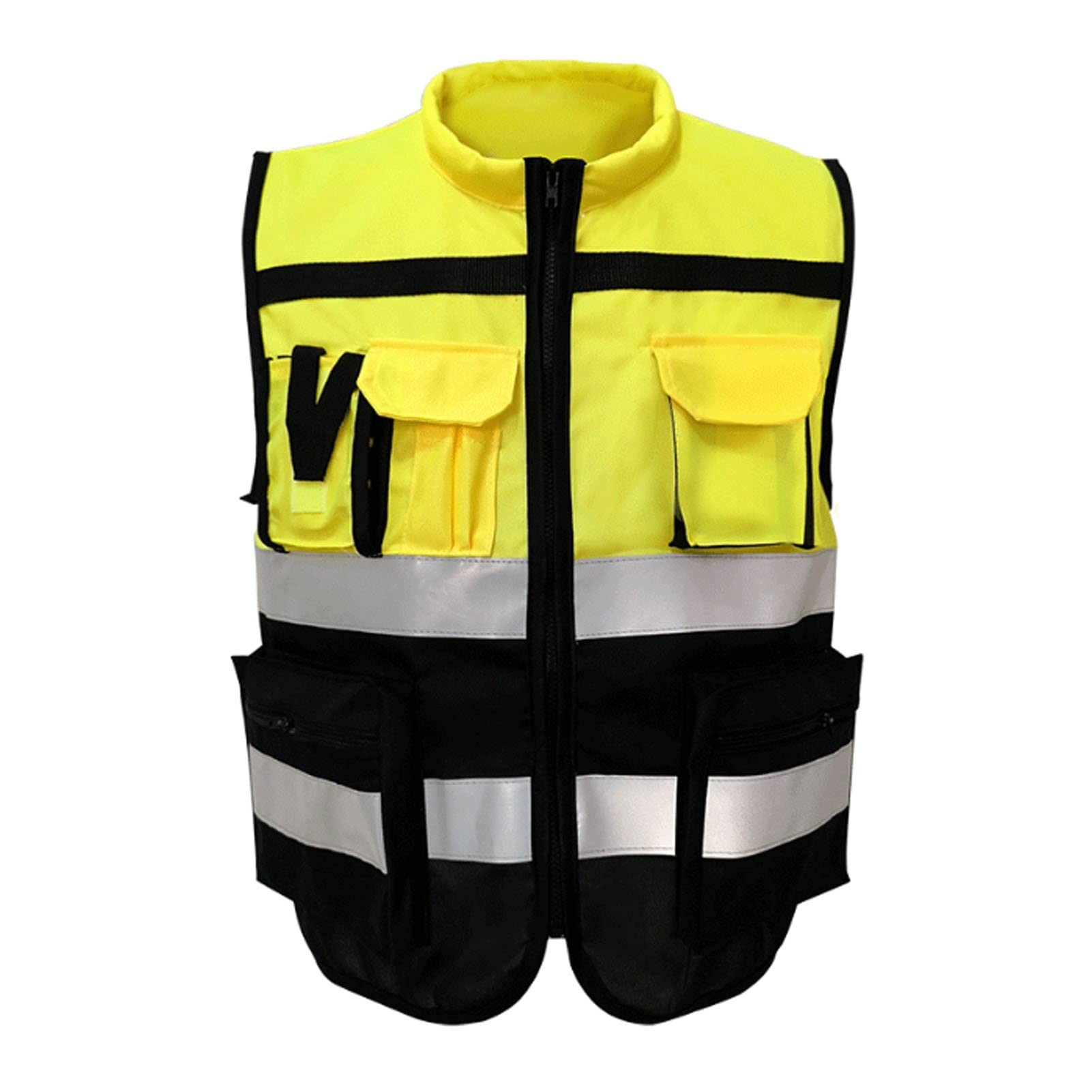 equlup Reflective Safety Vest, High Visibility Zipper Front Soft Collar Security Vest with Pockets Reflective Construction Vest for Men and Women(XL175)