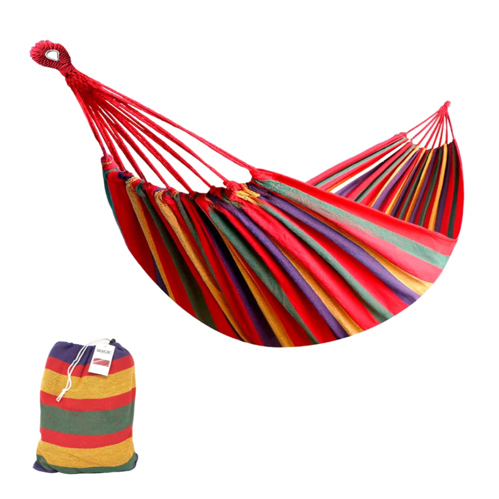 Cotton Hammock for Garden, Terraces, Travel, Camping Hammock for 2 People Outdoor with Carry Bag Included (Weight up to 150 kg – Measures 150 x 180 cm)