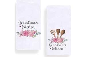 Secarond Grandma's Kitchen Gift Floral Kitchen Towels Dish Towels, 18 x 28 Inch Mother's Day Grandmother Tea Towels for Cooki