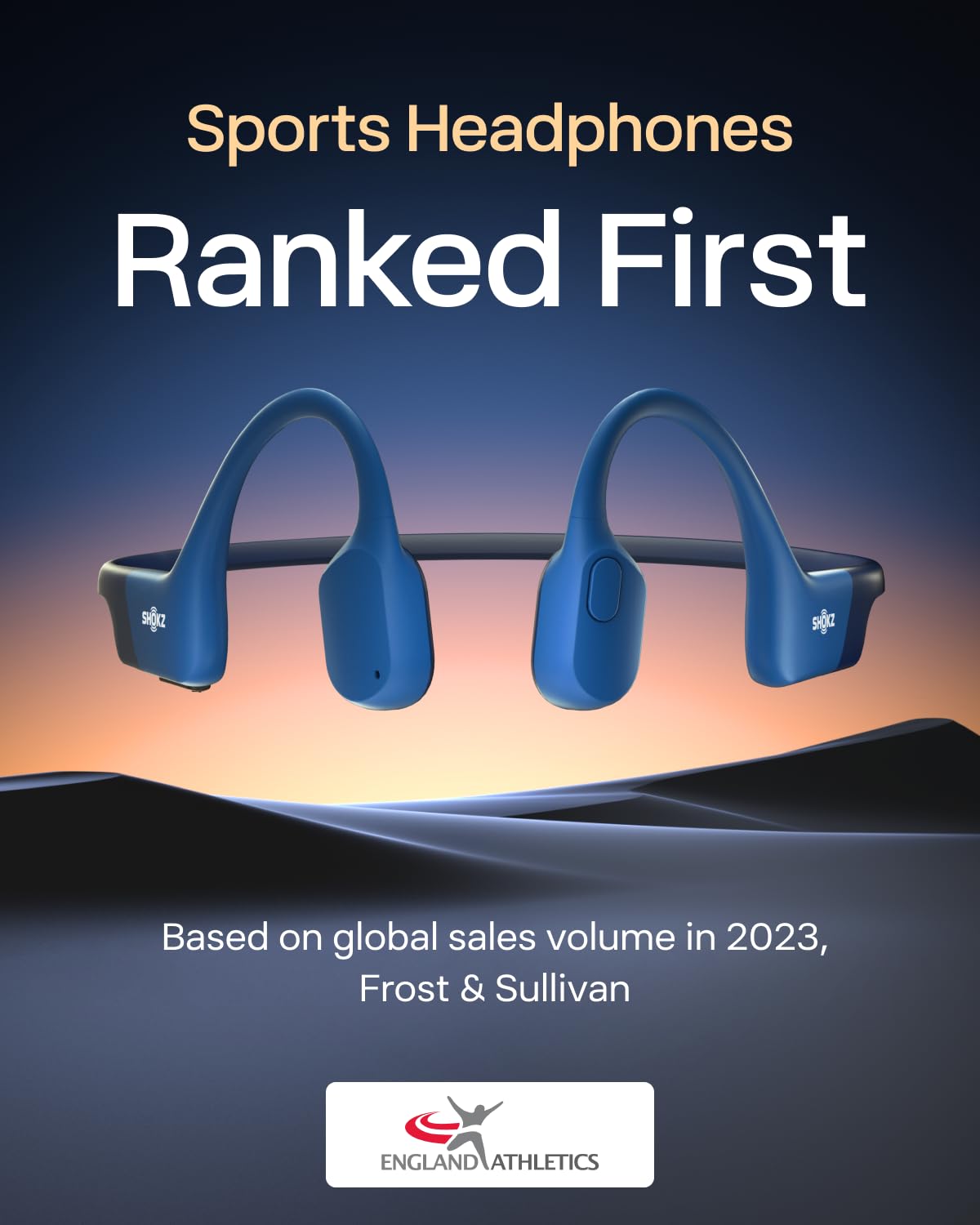 SHOKZ OpenRun with USB-C Charging - Open-Ear Bluetooth Bone Conduction Sport Headphones - Sweat Resistant Wireless Earphones for Workouts and Running - Built-in Mic, with Hair Band - Standard - Blue
