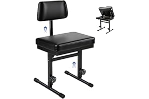 MXQMKL Adjustable Piano Bench with Storage,Guitar Stool with Back Support Music Keyboard Bench with Black Cushion Adjustable Height for Keyboard Stand for Musicians Piano Stool Playing Chair