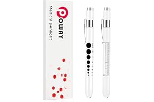 OPOWAY Pen Lights for Nurses Pen Light with Pupil Gauge and Ruler Reusable Penlight Medical Pen Light for Doctors Nursing Students EMT EMS White Light LED Penlights for Nurses with 4 Batteries 2pcs White