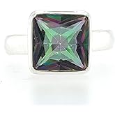 2ct Mystic Topaz 925 Solid Sterling Silver Ring Size 6.75, 7, 7.25, 7.5, 7.75, 8.5